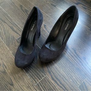 4in Suede Pump Black Heels